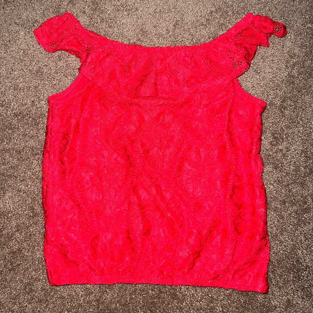 13/14 girls red ruffle blouse